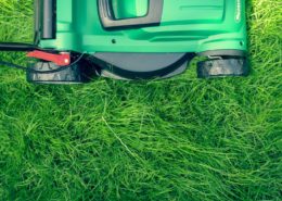 Caring for your lawn by mowing the grass and keeping it short.