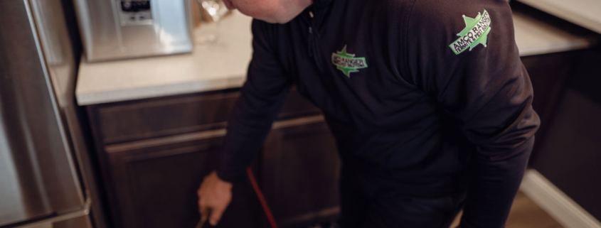 AMCO Ranger pest control technician treating a home for pests.